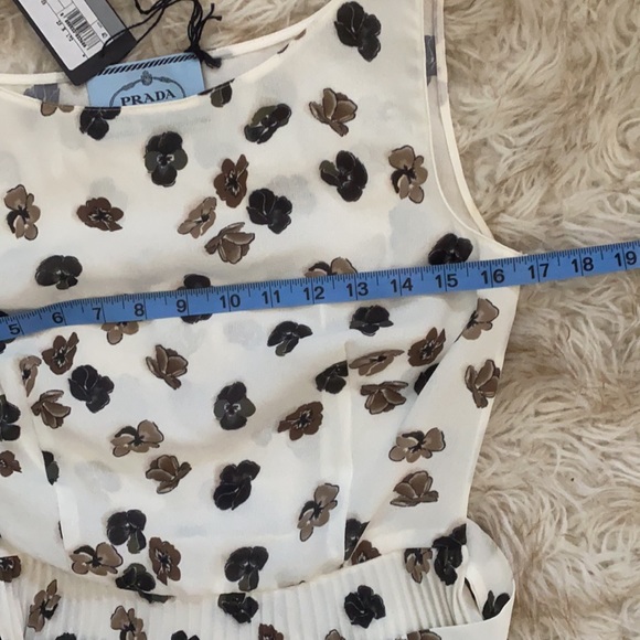 💯 % Authentic Prada Short Flower Patterns Casual Style A-line Sleeveless - Picture 10 of 12